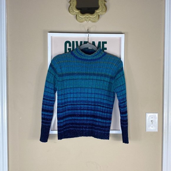 Vintage Y2k Striped Mockneck Sweater - Picture 1 of 5